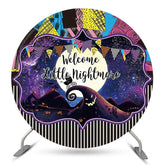 Willkommen Wenig Alptraum Halloween Runden Hintergrund